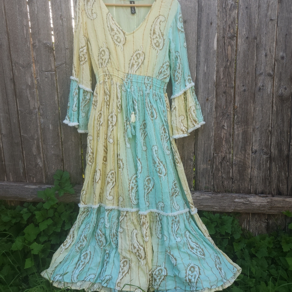 Anthropologie Bohemian Pastel Tiered Maxi Dress